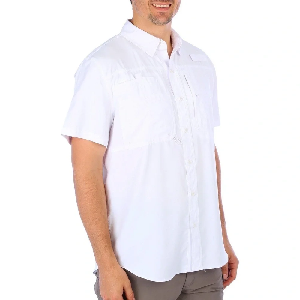 Reel Legends Saltwater II Short Sleeve Shirt Fishing Vented Outdoor White Medium